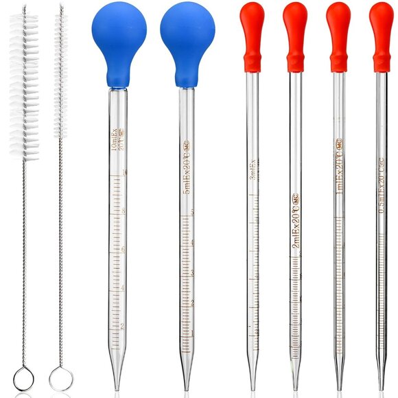 6 Pieces Glass Pipettes 10ml 5ml 3ml 2ml 1ml 0.5ml Glass Graduated Dropper Pipet - Picture 1 of 9